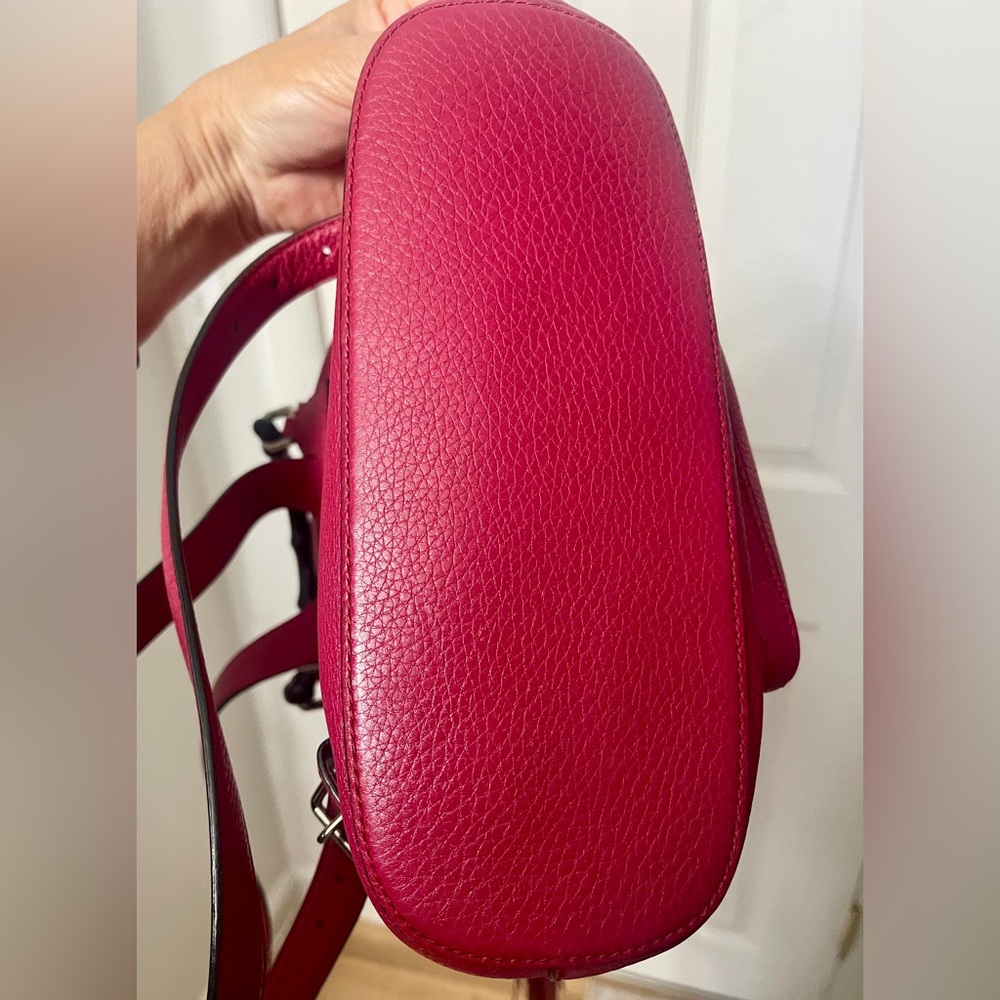 Gucci Bamboo 387149 Small Backpack w/Tassels Pebbled Leather Vintage Raspberry - Picture 13 of 16